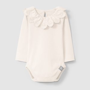 SNUG - BODY GOLA DE FOLHO COM BORDADO INGLÊS ROSA