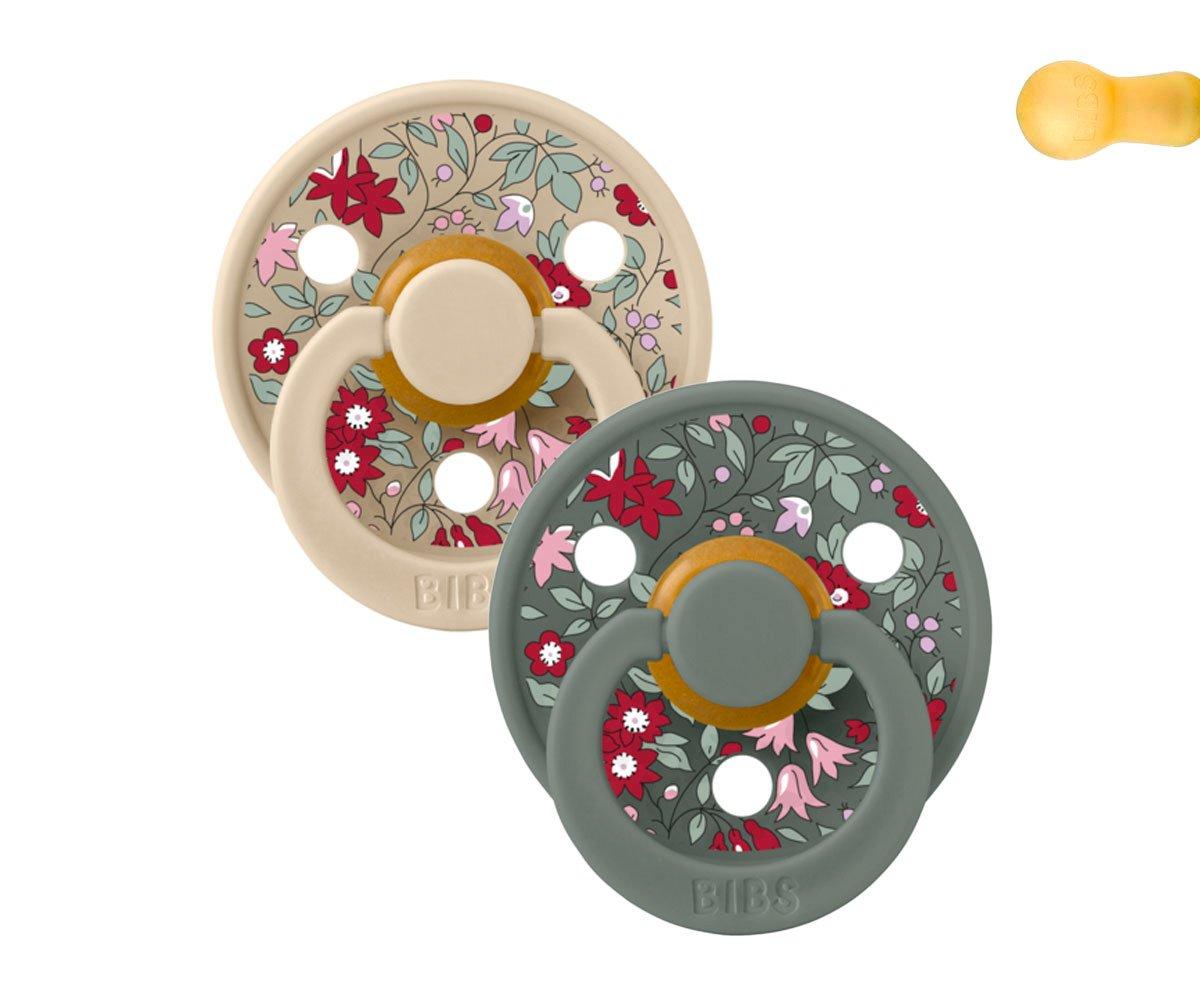 BIBS ROUND COLOUR LIBERTY - CHAMOMILE LAWN PINE MIX - 6-18M