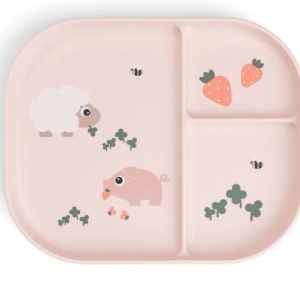 DONE BY DEER - Prato com Divisórias em Silicone Tuny Farm Powder