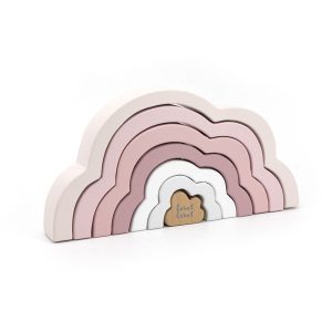 LABEL LABEL - QUEBRA-CABEÇA DE NUVEM ARCO-ÍRIS EM MADEIRA PINK +18M